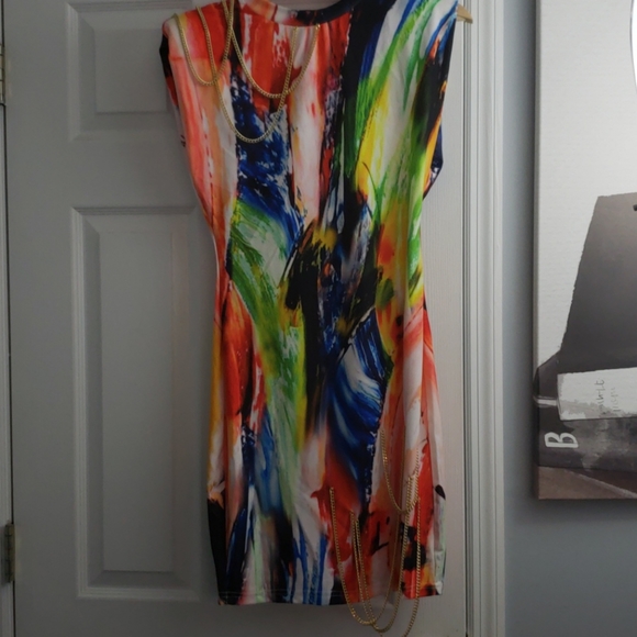 SALE EVERYTHING MUST GO Stunning Multi Color Bodycon Mini Dress - Picture 12 of 12